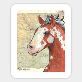 Paint Horse on Vintage Map Sticker